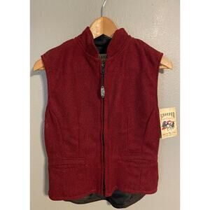 Schaefer Vest Womens Small Red Wool Full Zip Western USA Ranchwear Style 905 NEW